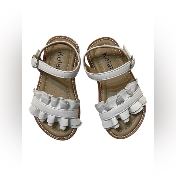 KOLAN ~ Baby/ Toddler White Ruffle Sandals Size 8 - Picture 4 of 15